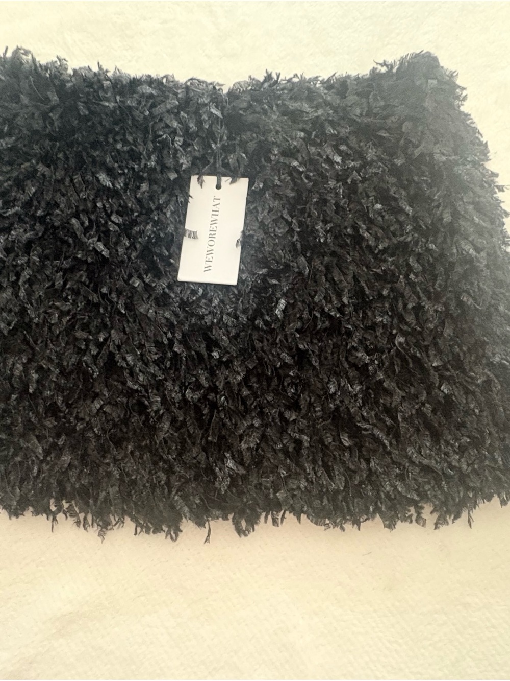 WEWOREWHAT Womens Black Fringe Mini Skirt Lined Short Regular Size S